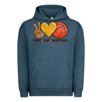 Pigment Midnight Navy peace love basketball Urban Hoodie - AdoDesignShop