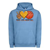 Pigment Pebble Blue peace love basketball Urban Hoodie - AdoDesignShop