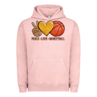Pigment Salmon peace love basketball Urban Hoodie - AdoDesignShop