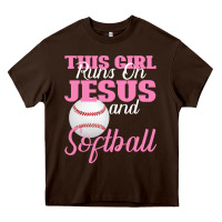 Chocolate Brown This Girl Jesus And Softball Heavy Core Tee - Bettercallsaul