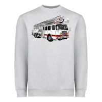 Heather Grey White Fire Truck Heavyweight Sweatshirt - Artiststas