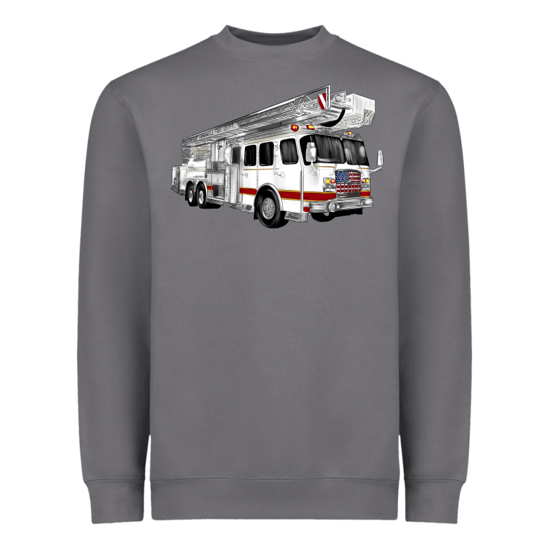 White Fire Truck Heavyweight Sweatshirt by Artiststas | Teevron
