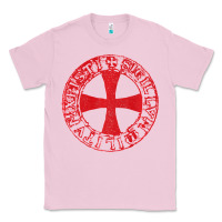 Bubblegum Pink Mens Crusader Knight  Knights Templar Cross T  Badge Classic Tee - longCreatives