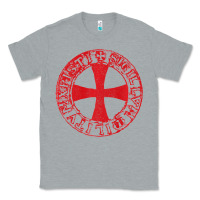 Heather Grey Mens Crusader Knight  Knights Templar Cross T  Badge Classic Tee - longCreatives