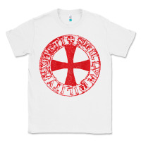 White Mens Crusader Knight  Knights Templar Cross T  Badge Classic Tee - longCreatives