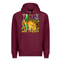Burgundy Tacos And Tequila Premium Hoodie - CowhideDigitalArt