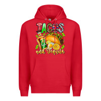 Red Tacos And Tequila Premium Hoodie - CowhideDigitalArt