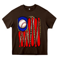 Chocolate Brown leopard baseball flag Heavy Core Tee - JahusDesignShop