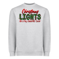 Heather Grey festive christmas lights text art Heavyweight Sweatshirt - CowhideDigitalArt