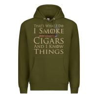 Army Green That's What I Do I Smoke Cigars And I Know Things Premium Hoodie - longCreatives