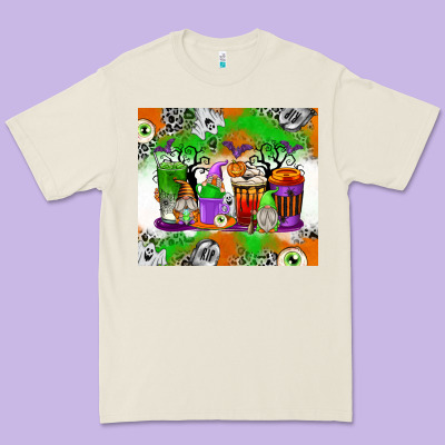Halloween Coffee Cups Premium Tee Designed By Texasbilliewilder