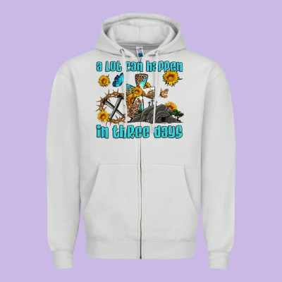 Easter A Lot Can Happen In Three Days Western Sunflowers Zipper Hoodie Designed By Artiststas