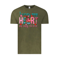 Vintage Olive I wear my heart on my sleeve Valentine's Day Vintage Tee - HowdyJamesFarm