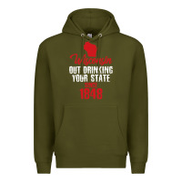 Army Green Wisconsin Out Drinking Your State Since 1848 Premium Hoodie - longCreatives