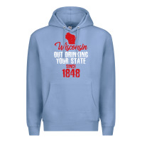 Colony Blue Wisconsin Out Drinking Your State Since 1848 Premium Hoodie - longCreatives