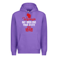 Purple Wisconsin Out Drinking Your State Since 1848 Premium Hoodie - longCreatives