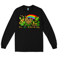 Black Peace love St. Patrick's Day Long Sleeve Tee - OliviaCreatesArt