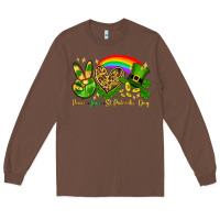 Chestnut Peace love St. Patrick's Day Long Sleeve Tee - OliviaCreatesArt