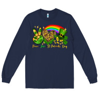 Navy Peace love St. Patrick's Day Long Sleeve Tee - OliviaCreatesArt