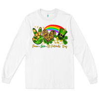 White Peace love St. Patrick's Day Long Sleeve Tee - OliviaCreatesArt