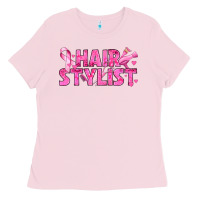 Bubblegum Pink Breast Cancer hair stylist Ladies Tee - texasbilliewilder