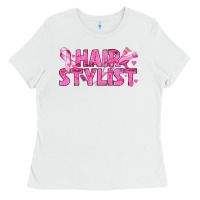 White Breast Cancer hair stylist Ladies Tee - texasbilliewilder