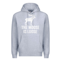 Heather Grey The Moose Is Loose Alaska Moose Premium Hoodie - longCreatives