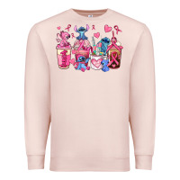 Pale Pink breast cancer stitch coffee cups Premium Sweatshirt - AdoDesignShop