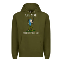 Army Green Are You Threatening Me Funny Cartoon Halloween Premium Hoodie - longCreatives