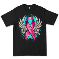 Black cancer ribbon with angel wings Premium Tee - NancyCooperArtShop
