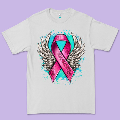 Cancer Ribbon With Angel Wings Premium Tee Designed By Nancycooperartshop