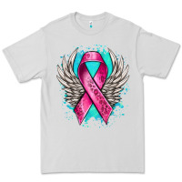 Dove Grey cancer ribbon with angel wings Premium Tee - NancyCooperArtShop