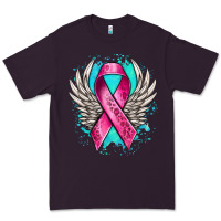 Plum cancer ribbon with angel wings Premium Tee - NancyCooperArtShop