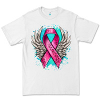 White cancer ribbon with angel wings Premium Tee - NancyCooperArtShop