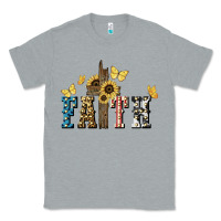 Heather Grey Faith USA sunflower 4th of july Classic Tee - HowdyJamesFarm