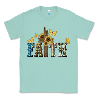Seafoam Faith USA sunflower 4th of july Classic Tee - HowdyJamesFarm