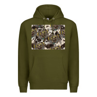 Army Green Longhorn Pattern Premium Hoodie - CowhideDigitalArt