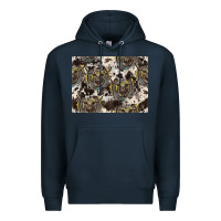 Navy Longhorn Pattern Premium Hoodie - CowhideDigitalArt