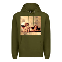 Army Green angels gift raphael cupid cherubs art valentine angel Premium Hoodie - longCreatives
