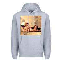 Heather Grey angels gift raphael cupid cherubs art valentine angel Premium Hoodie - longCreatives