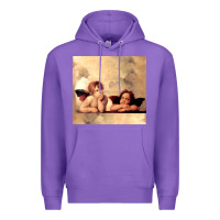 Purple angels gift raphael cupid cherubs art valentine angel Premium Hoodie - longCreatives