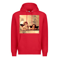 Red angels gift raphael cupid cherubs art valentine angel Premium Hoodie - longCreatives