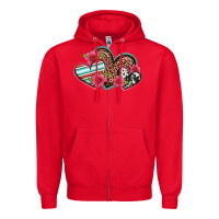 Red easter spring western hearts Zipper Hoodie - Artiststas