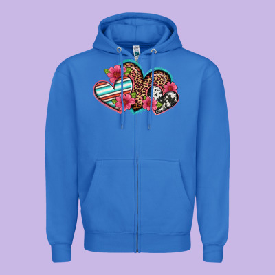 Easter Spring Western Hearts Zipper Hoodie Designed By Artiststas
