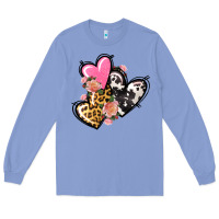 Colony Blue Pink glitter leopard cowhide hearts Valentine's Long Sleeve Tee - FaDigitalArtStudio