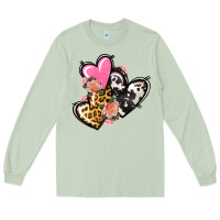 Matcha Pink glitter leopard cowhide hearts Valentine's Long Sleeve Tee - FaDigitalArtStudio