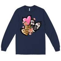 Navy Pink glitter leopard cowhide hearts Valentine's Long Sleeve Tee - FaDigitalArtStudio