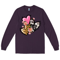 Plum Pink glitter leopard cowhide hearts Valentine's Long Sleeve Tee - FaDigitalArtStudio