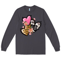 Smoke Pink glitter leopard cowhide hearts Valentine's Long Sleeve Tee - FaDigitalArtStudio