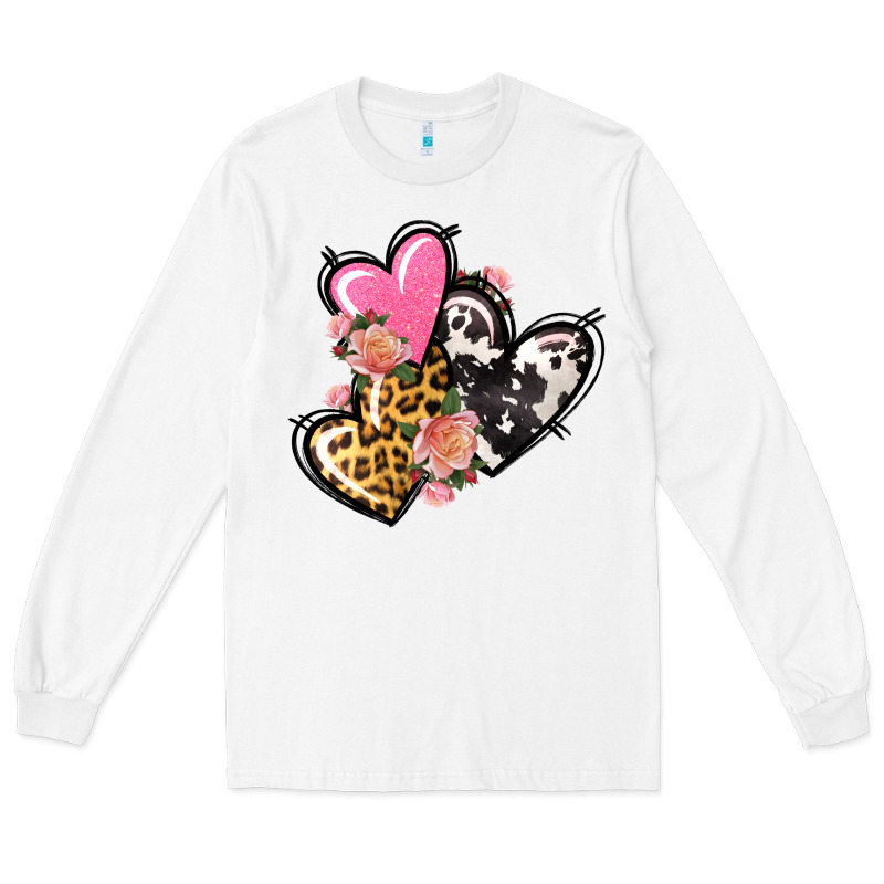 Pink Glitter Leopard Cowhide Hearts Valentine's Long Sleeve Tee by FaDigitalArtStudio | Teevron